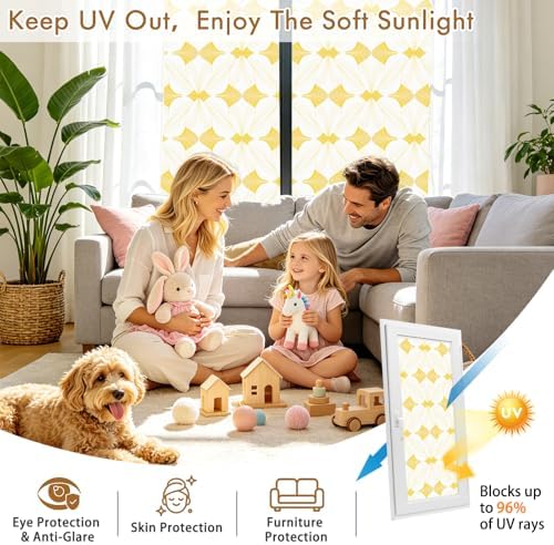 SOMWISE Frosted Window Privacy Film, Decorative Sun Heat Blocking, Anti UV - Image 4