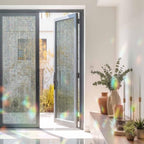 Window Privacy Film Static Cling, Black Modern Striped Decorative Stained Glass Window Film for Balcony Doors/Full-Length Windows/Tall Glass Panels, Grid Line Blocks Farmhouse 23.6 x 78.7 Inches - Image 3