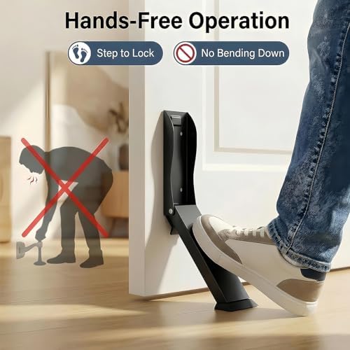 4-Pack Kickdown Door Stopper, Heavy Duty Black Kick Down Stop - Image 3