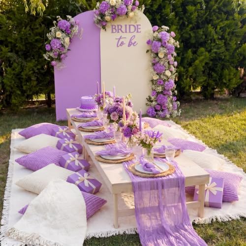 14 Pack Extra Large Purple Picnic Blanket Kit 91x71'' Outdoor Boho Rug - Image 4