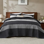 Andency Oversized King Quilt Set Black White, 3 Pieces Stripe Bedspread - Image 3