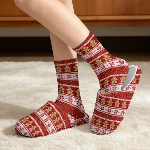 Fuzzy Slipper with Socks for Women Slip On House Slipper and Socks Set Cozy Fuzzy Slippers for Indoor - Image 2