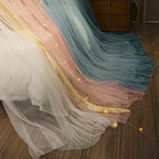 VETHIN Princess Bed Canopy for Girls,Bed Canopy Curtain- Double Layer Sheer Mesh Dome Bed Curtain- Round Lace Princess Mosquito Net Tent for Twin Full Queen King Bed(Blue/Pink/White) - Image 4