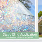 HIDBEA Window Privacy Film Static Cling,Rainbow Window Film,29.5in x 13.1ft - Image 5