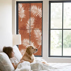 Window Privacy Film Frosted, Burnt Orange Leaves Static Cling Door Window Covering, Middle Century Tropical Monstera UV Blocking Windows Film for Office, Hotel, Bedroom, 29.5 x 78.7 Inches - Image 2