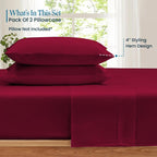 100% Pima Cotton Pillowcases – 800 Series, Ultra Soft & Cooling, Twin/Queen 20"x30", Set of 2 – Burgundy, Hotel Luxury Quality, Envelope Closure, Skin & Hair Friendly - Image 2