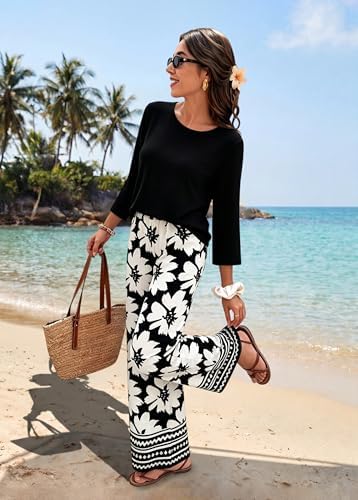 WIHOLL Two Piece Sets for Women Lounge 3/4 Length Sleeve Womens Tops Graphic Pants with Pockets Summer Outfits 2026 - Image 2