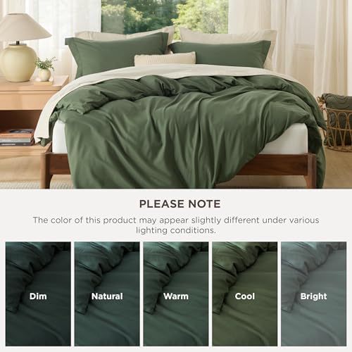 Bedsure Oversized King Duvet Cover, Double Brushed Bedding Set, Olive Green - Image 5