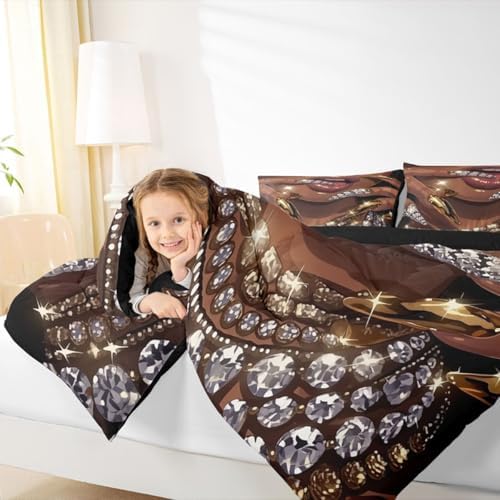 Erosebridal Black Woman Comforter Set African American King Bedding Set for Teens Adult Afro Black Female Duvet Insert Glitter Artwork Magical Bed Set Room Decor (1 Comforter, 2 Pillowcases) - Image 5