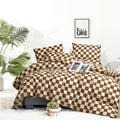 Luxlovery Brown and White Plaid Comforter Set Full Cream Brown Checker Bedding Comforter Rust Brown Abstract Buffalo Blanket Quilts Geometric Soft Cozy Chessboard Grid Bedding Comforter Set by Luxlovery