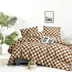 Luxlovery Brown and White Plaid Comforter Set Full Cream Brown Checker Bedding Comforter Rust Brown Abstract Buffalo Blanket Quilts Geometric Soft Cozy Chessboard Grid Bedding Comforter Set by Luxlovery