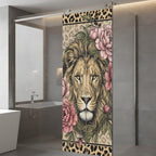 Window Privacy Film Frosted, Lion Print Static Cling Door Window Covering, Vintage Peony Flower Chic Wild Animals Texture UV Blocking Windows Film for Office, Hotel, Bedroom, 29.5 x 78.7 Inches - Image 5
