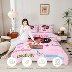 Erosebridal Black Girls Magical Bedding Set Butterflies Inspirational Quotes King Comforter Set African American Comforter Afro Black Princess Girl Duvet Insert for Nursery Kids Pink Room Decor - Image 4