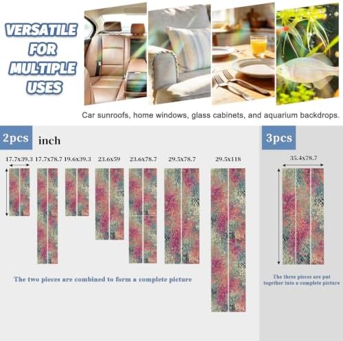 Window Privacy Film Static Cling, Colorful Geometric Decorative Stained Glass Window Film for French Doors/Wide Windows/Statement Glass Panels, Modern Boho Blocks Abstract Art 35.4 x 78.7 Inches - Image 5