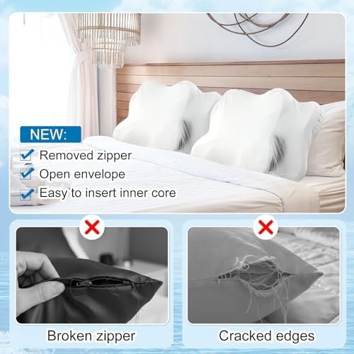 Hahafelt 2 Pcs Cooling Cervical Neck Pillowcase with Envelope Closure (Only Pillowcase) Ergonomic Pillow Case Smooth Soft Cool Case for Side Back Stomach Sleepers(White,Queen Size) - Image 3