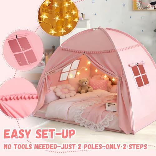Full Size Kids Play Tent, Indoor Privacy Canopy Teepee for Boys & Girls, Portable Dark Room Sleeping Tent for Bedroom Floor Camping - Image 3