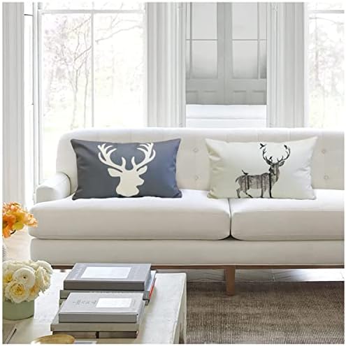 Deer Throw Pillow Covers Elk Lumbar Pillow Cover Deer Pillow Cases Oblong Rectangle Animal Moose Pillowcase Cotton Linen Decorative Cushion Covers for Couch Bed Sofa 12x20 Set of 4 - Image 2