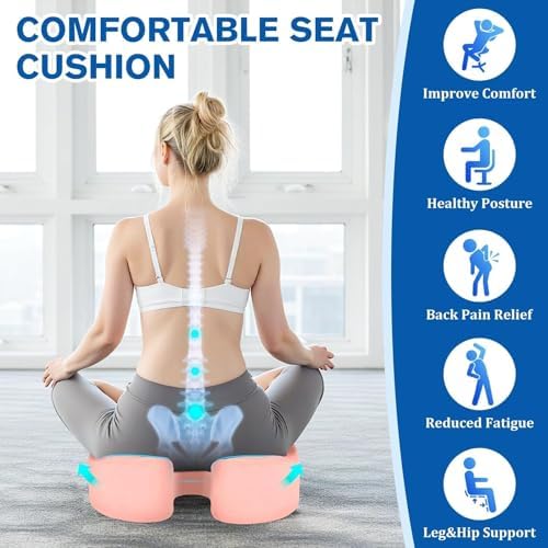 CushyOasis Seat Cushion, Gel Memory Foam Office Chair Cushions, (Pink) - Image 3