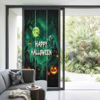Window Privacy Film Frosted, Halloween Non-Adhesive Static Cling Window Tint, Green Spooky Pumpkin Ghost Moonlight Castle Insulated Windows Frosted Films for Living Room, 35.4 x 78.7 Inches - Image 2