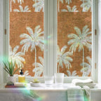 Burnt Orange Palm Trees Window Privacy Film Rainbow Static Cling Stain Glass Window Film for Glass Door, Heat Blocking Sunroof Decal Sticker for Car 29.5"x78.7" Farmhouse Tropical Summer Beach - Image 6
