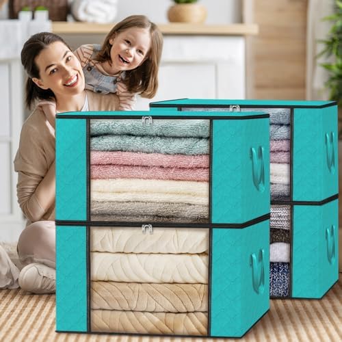 Fab totes 4 Pack Storage Bags for Clothes Blanket Storage Bins with Lids - Image 7