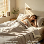 100% Cotton Summer Comforter,Ultra Soft Breathable Lightweight Quilt,Machine Washable for Hot Sleepers&Travel. (Grey, XL(60''×78'')) - Image 3
