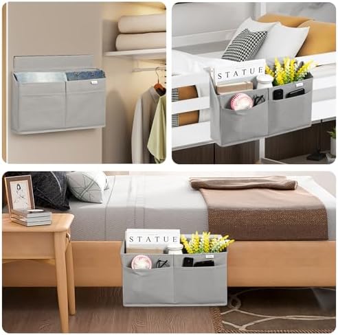 10 Pack Desk Side Hanging Organizer, Adhesive Storage Bag with Pockets for Magazine Ipad Notebook, for End Tables Home Office Desks Computer Workstations Dressing Table, Grey - Image 5