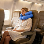 Double-Layer Inflatable Neck Pillow, Press-to-Inflate U-Shaped Pillow, Portable Neck Support for Office Trip Travel, Blue - Image 3