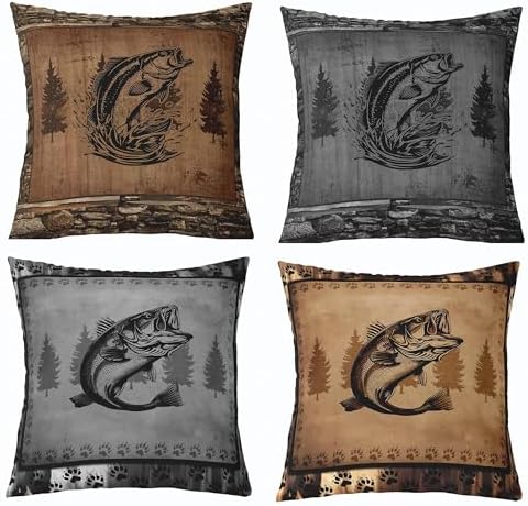 Feelyou Fish Bass Throw Pillow Covers Soft 18" x 18" by Feelyou