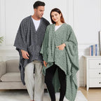 Wearable Blanket Sherpa Fleece Shawl Blanket with Pockets Blanket Poncho Cape for Adults, Cozy Shawl TV Throw Blankets - Image 4