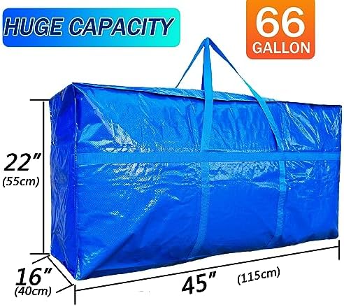 1-Pack 66 Gallon Heavy Duty Storage Bags, Extra Large Zippered Duffle Totes for Moving, Travel, Bedding & Christmas Tree(Blue,250L-1 Pack) - Image 2