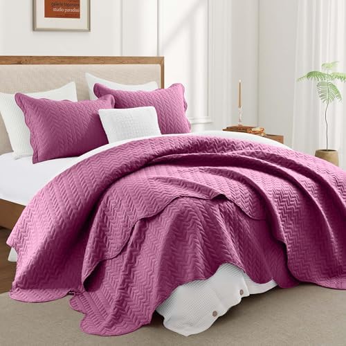 Twin Quilt Set Bedspread Coverlet Microfiber Bedding Leaf Purple 68x86 - Image 2