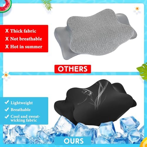 Hahafelt 2 Pcs Cooling Cervical Pillowcase, Black, Queen Size - Image 3