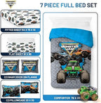 Monster Jam Full Size Comforter Set 7 Piece Kids Bedding for Boys, Gray - Image 3