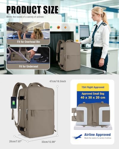 Vacuum Seal Travel Backpack with Air Pump Vacpack Waterproof Carry On Backpack for Travel Bag Women Men with Vacuum System Compression Airlines Approved Daypack Laptop Hiking Space Saver Bags Coffee - Image 5