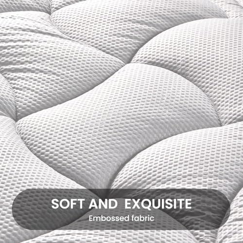 SLEEP ZONE Full Size Cooling Mattress Pad for Double Bed, Premium Zoned Quilted Mattress Topper, Wrap Around Mattress Protector Cover, Machine Wash Durable, Deep Pocket 8-21 inch, Silver Grey, Full - Image 4