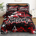 WeCozy Queen Comforter Set with Sheets, 7 Pieces Graffiti Grunge Bedding - Image 2