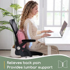 HIGOGOGO Lumbar Support Pillow for Recliner Chair, Bow Knot Shaped Back Support Cushion, Striped Corduroy Soft Decorative Lumbar Pillow for Office Chair, Sofa, Car, Bed, Living Room - Pink - Image 6