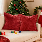 Greek Velvet Euro Sham Covers Set of 2 26x26 Luxury Soft Solid Pillow Covers for Living Room Bedroom Yard,Red by LRRocaloca
