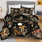 HOSIMA Boho Butterfly Mushroom Patchwork Quilt Queen with 2 Pillowcases. - Image 3