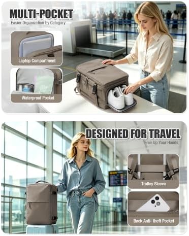 Vacuum Seal Travel Backpack with Air Pump Vacpack Waterproof Carry On Backpack for Travel Bag Women Men with Vacuum System Compression Airlines Approved Daypack Laptop Hiking Space Saver Bags Coffee - Image 7