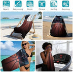 Beach Towel Bag 2 in 1 Basketball Bath Pool Towels Backpack Match Game Stadium Arena Absorbent Beach Towel Soft Quick Dry Lightweight Packable Towels Drawstring Bag for Travel Camping Sports Picnic - Image 5