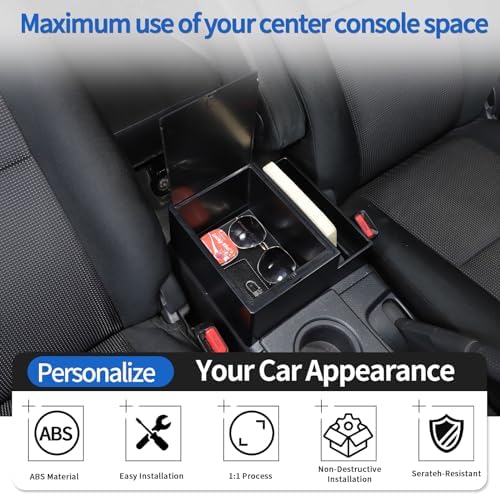 Car Armrest Storage Box Compatible with Toyota FJ Cruiser 2007-2021, ABS Center Console Organizer Storage Box with Lid Cover, Interior Armrest Insert Container Accessories (Heighten+With Lid Style) - Image 5