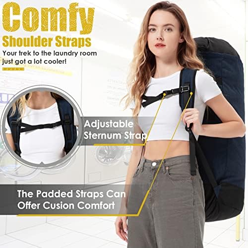 College Laundry Bag, 115L Extra Large Laundry Backpack with Shoulder Straps, Heavy Duty Backpack Laundry Bag, Large Laundromat Bag, Dorm Laundry Bags for Travel, Laundromat, Apartment, Beach, Camping - Image 4