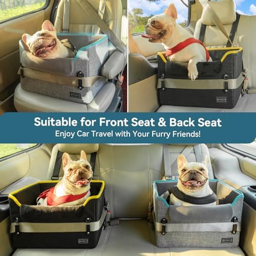 PETSFIT Dog Car Seats for Small Dogs – Patented Safety Buckles – Safety Tether – Foldable Travel Dog Booster Car Seat Reduces Anxiety & Road Trips – Stable Frame, Soft Cushion, Fits Front/Back Seat - Image 2