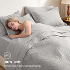 Love's cabin Quilts for Queen Bedspreads, 7 Pieces Bed in a Bag, Light Grey - Image 5