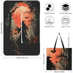 Halloween Witch & Bats Extra Large Picnic Blankets Waterproof Foldable Beach Blanket Waterproof Sandproof Outdoor Packable Camping Blanket with Zip 59"x39" - Image 3