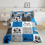 Erosebridal Blue Rv Bedding Set King Rustic Camper Decor Comforter Set Camping Bunk Accessories for Camper Car Rv Comforter for Travel Trailers Country Buffalo Plaid Pine Tree Arrow Bed Set - Image 3