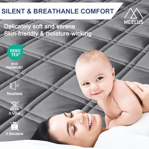 MEELUS Waterproof King Mattress Protector, Fitted Deep Pocket 8"-21",Gray - Image 4