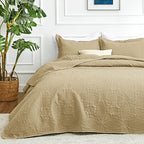 Love's cabin King Size Quilt Set Camel Bedspreads - Soft Bed Fall Lightweight Bedspread Comforter - Modern Style Coin Pattern Coverlet for All Season - 3 Pieces (1 Quilt, 2 Pillow Shams) by Lovescabin